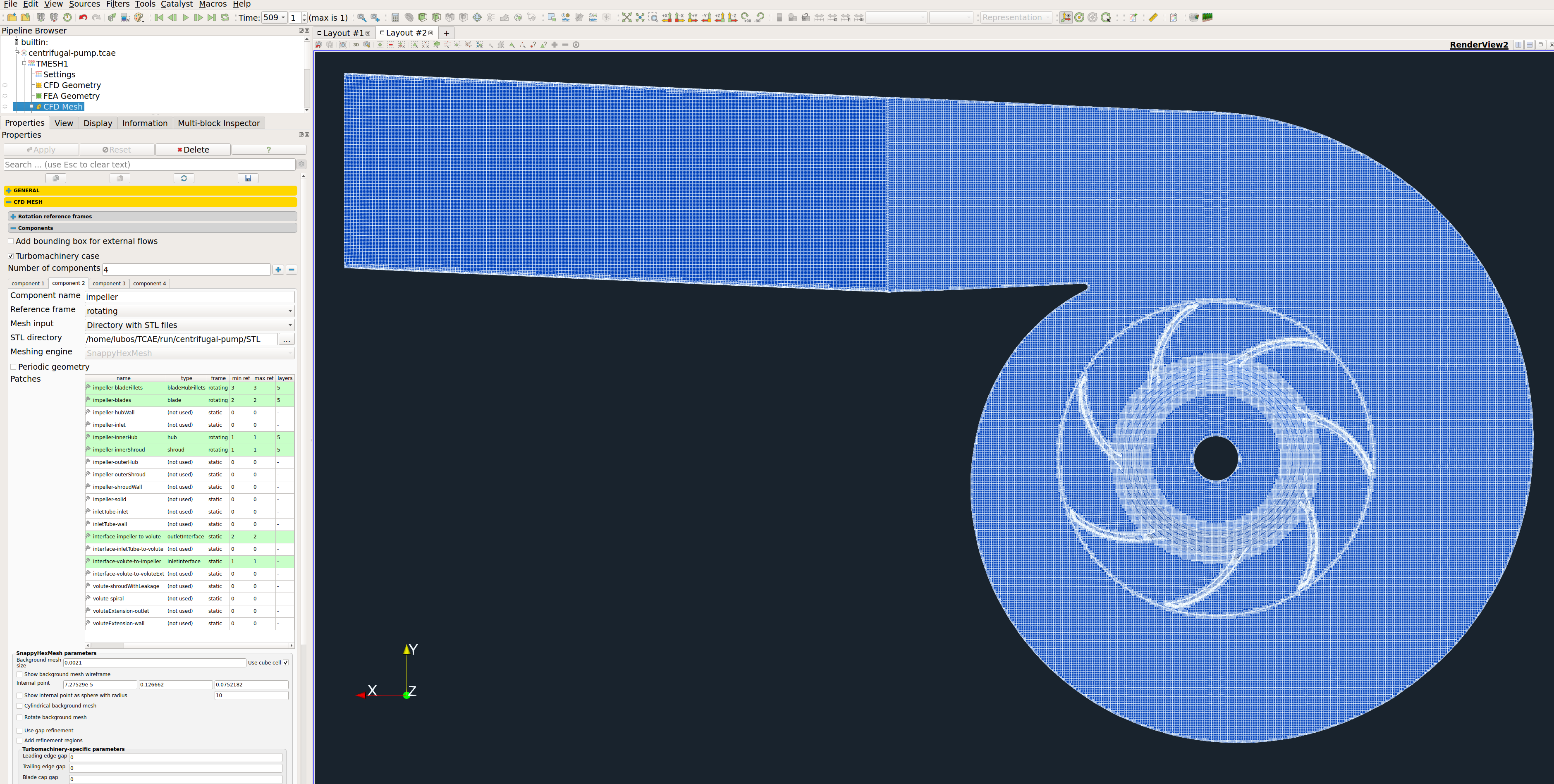 TCAE TMESH CFD Mesh GUI Graphical Interface Pump