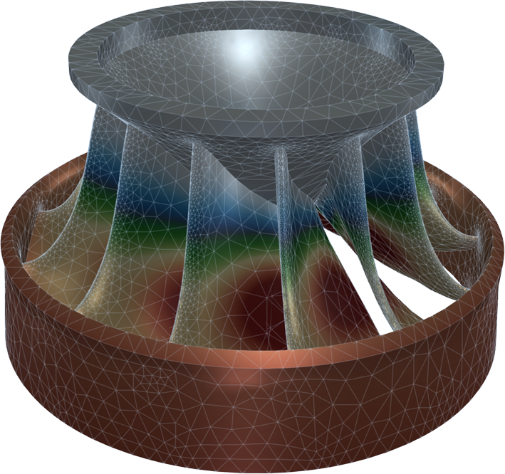 Home 2 TCAE Francis Turbine Impeller Displacement Transparent Cut