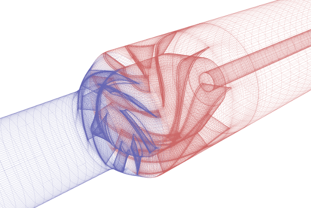 Axial Pump Turbomachinery CFD Full View Mesh