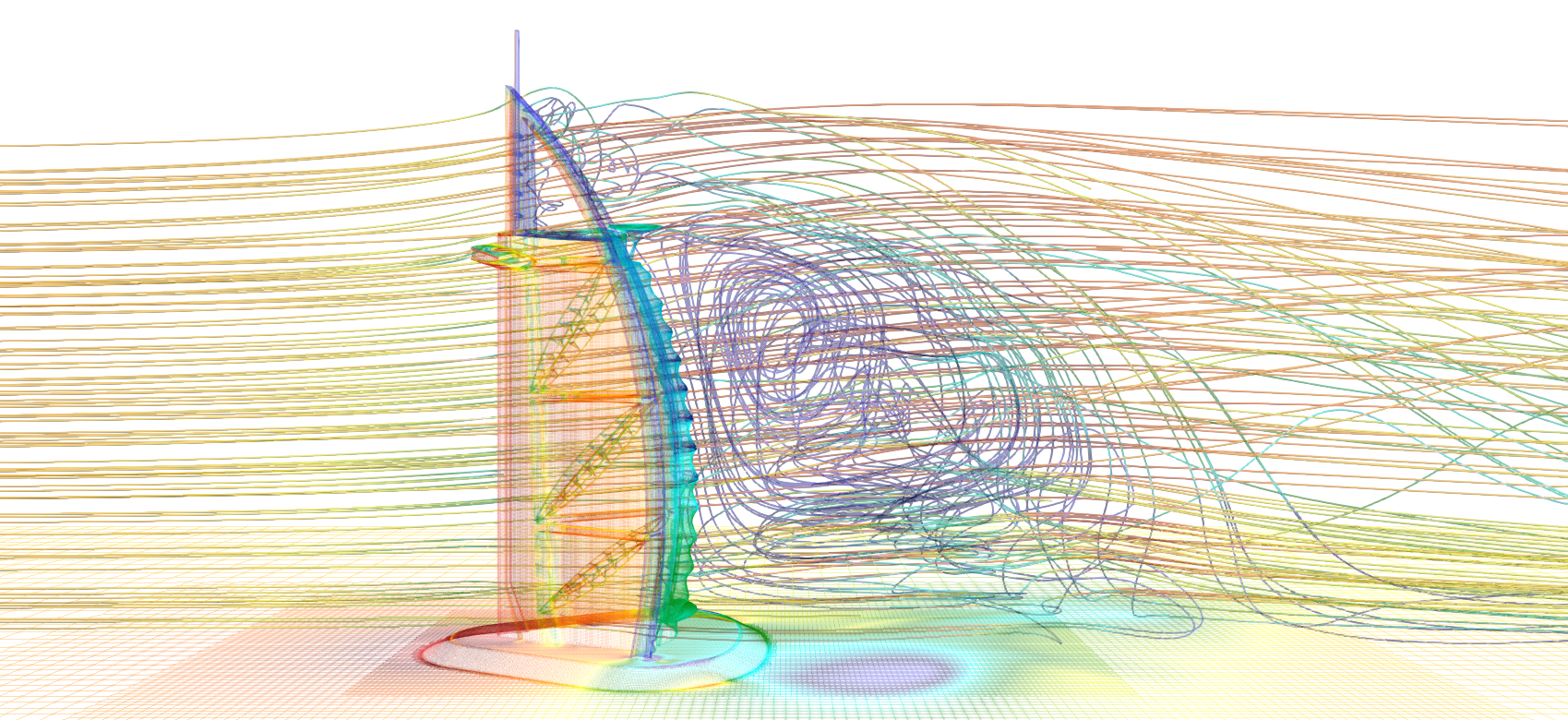 Burj Al Arab mesh pressure streamtraces