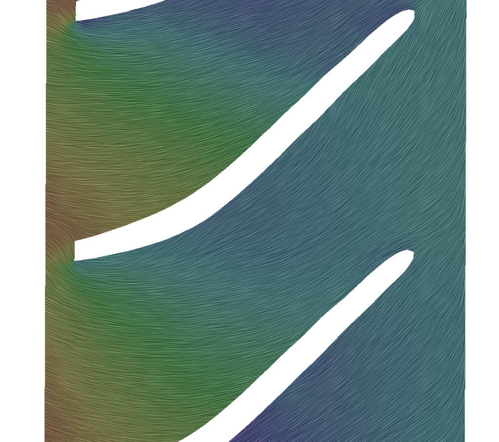 CFturbo TurbomachineryCFD radial turbine unwrapped blade slice pressure streamtraces