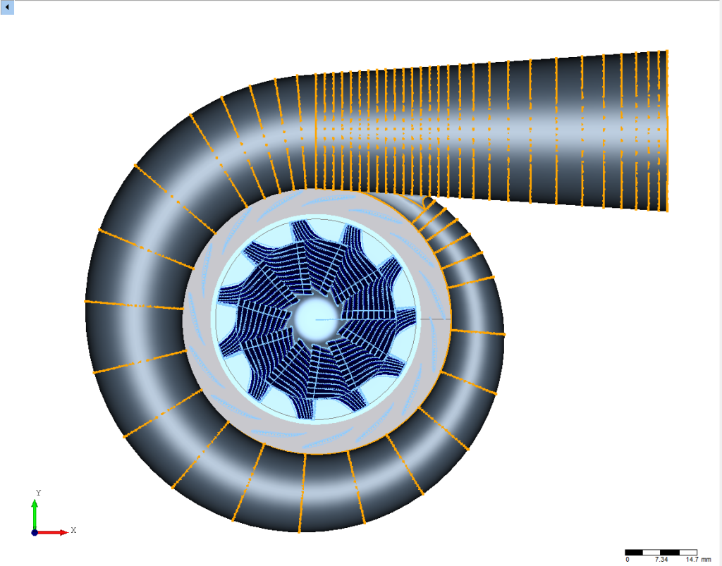 CFturbo TurbomachineryCFD radial turbine z view