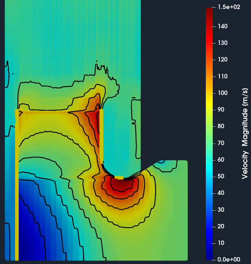 Centrifugal fan CFD meridional average velocity zoom