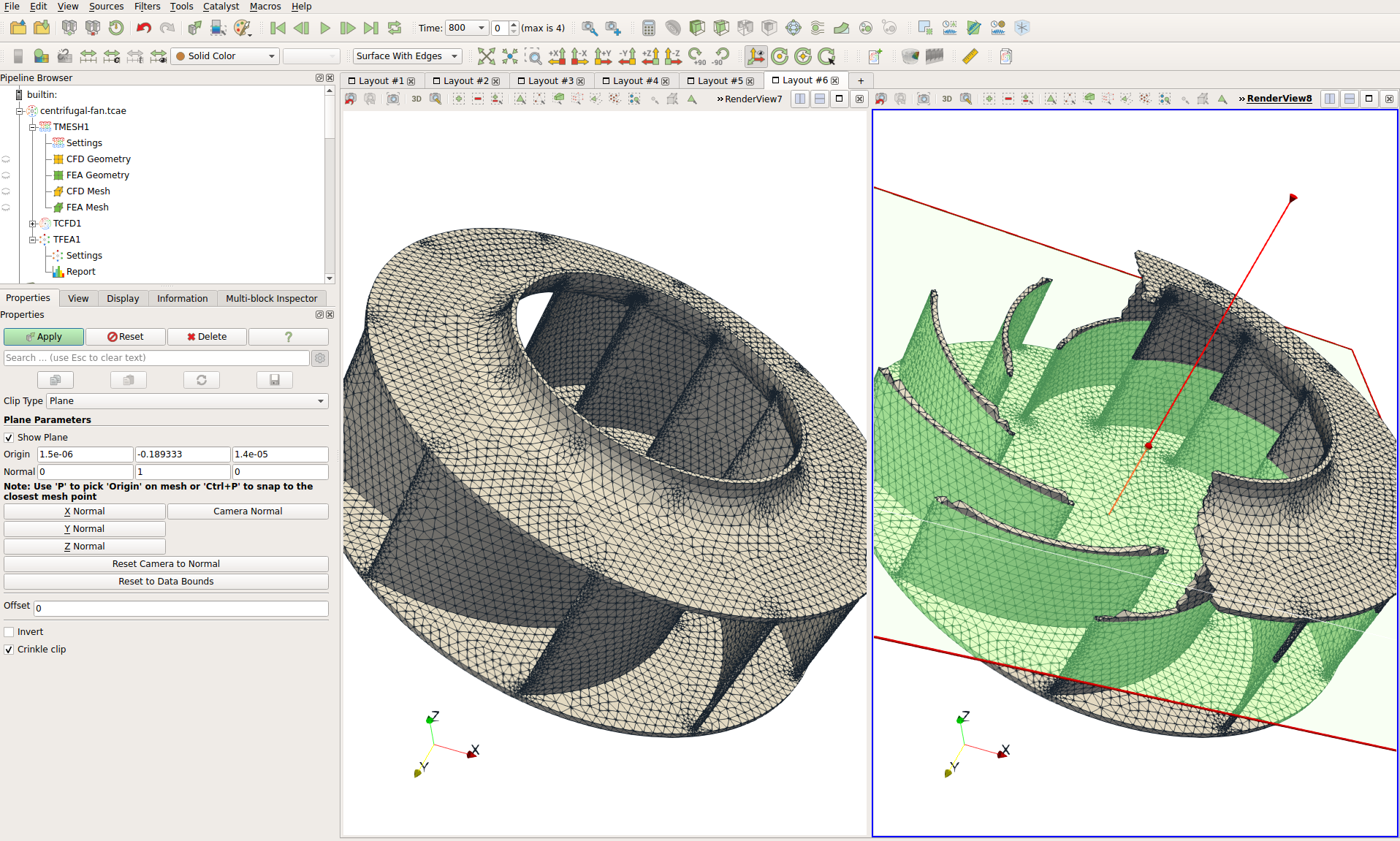 Centrifugal fan FEA mesh general view in GUI