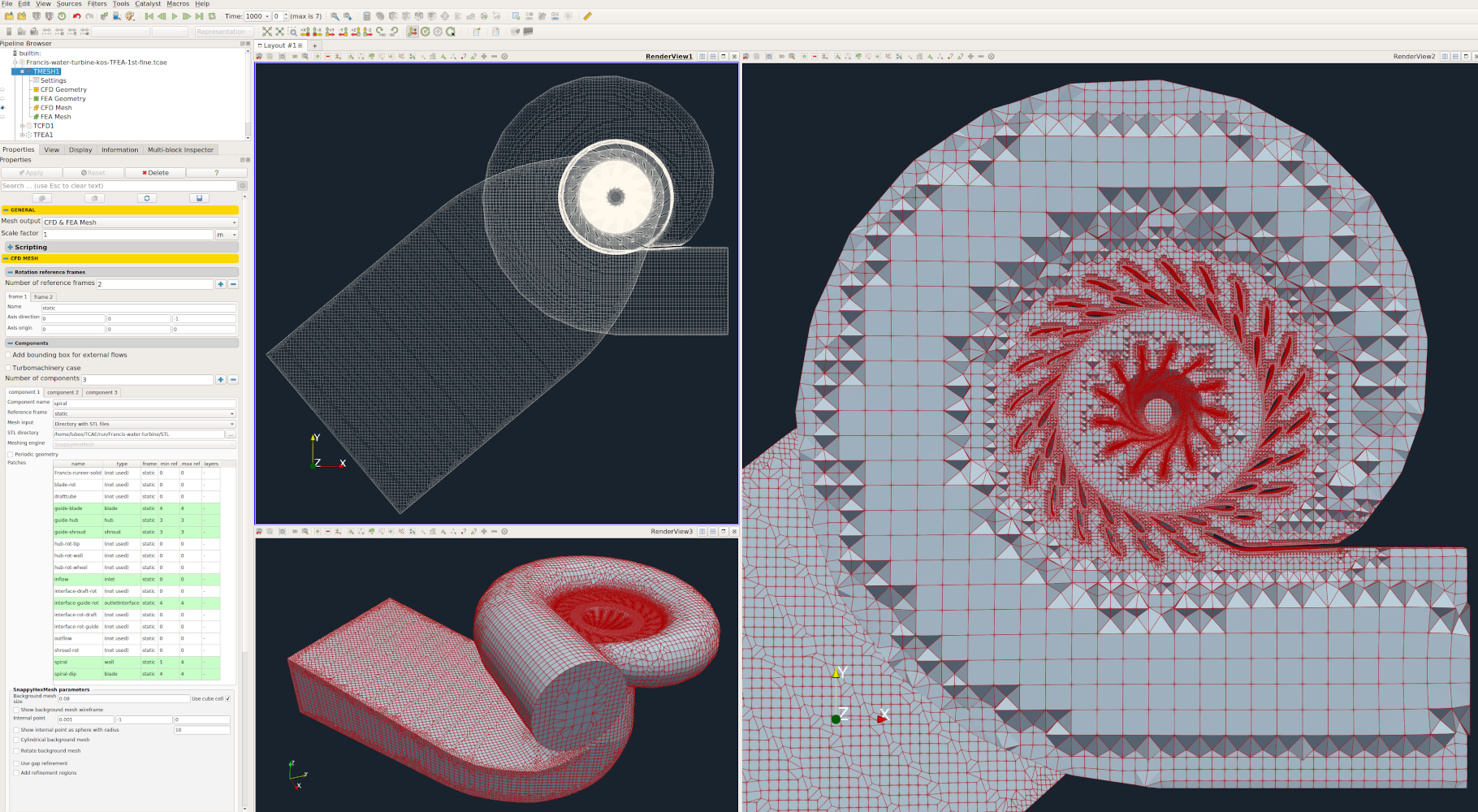 Francis turbine TMESH GUI interface