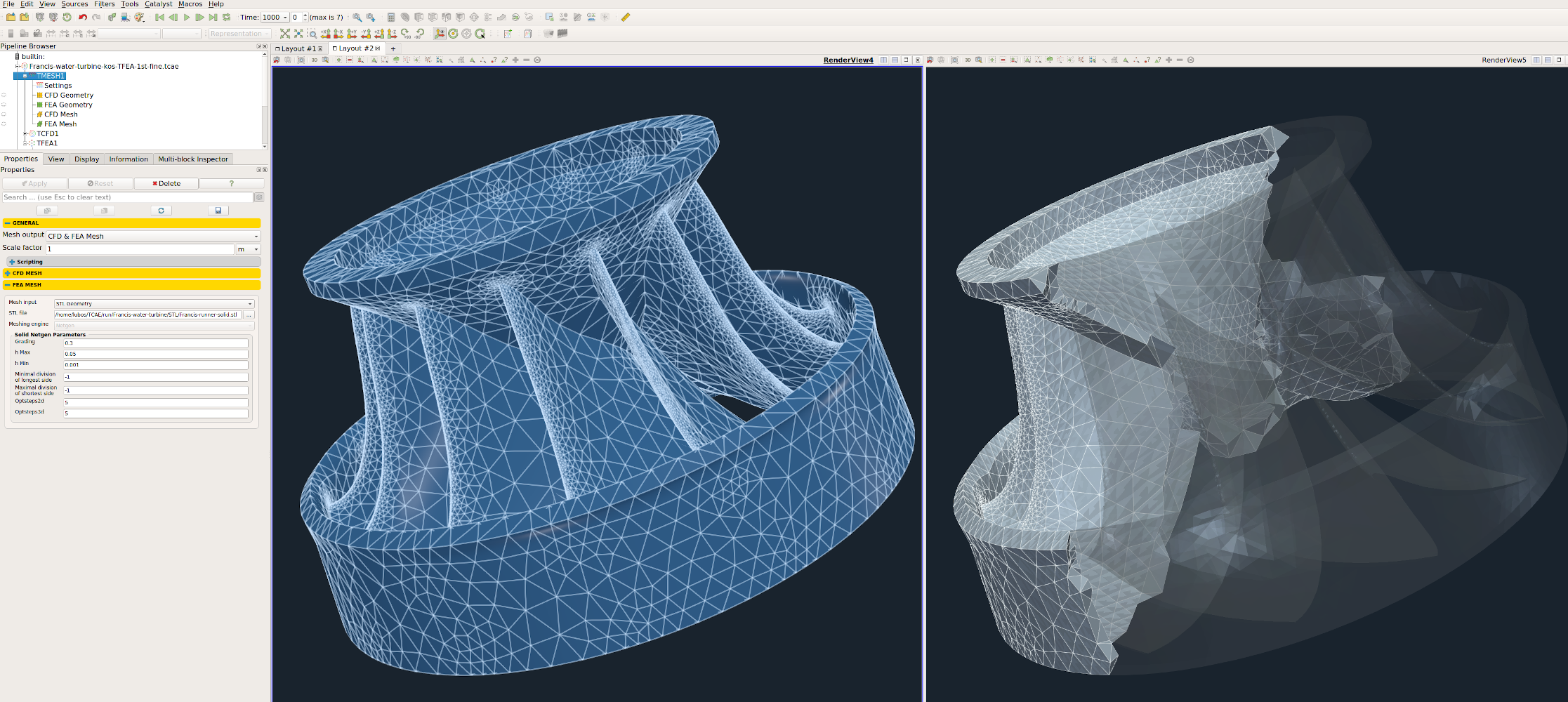 Francis turbine runner mesh TFEA GUI interface