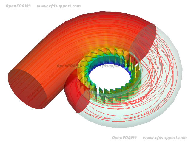 Francis water turbine cfd openfoam streamtraces 1