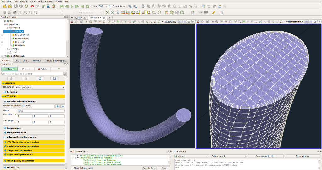 Pipe CFD mesh GUI view