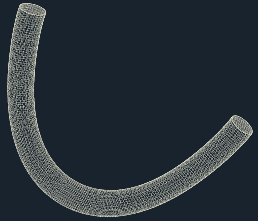 Pipe CFD mesh wireframe view