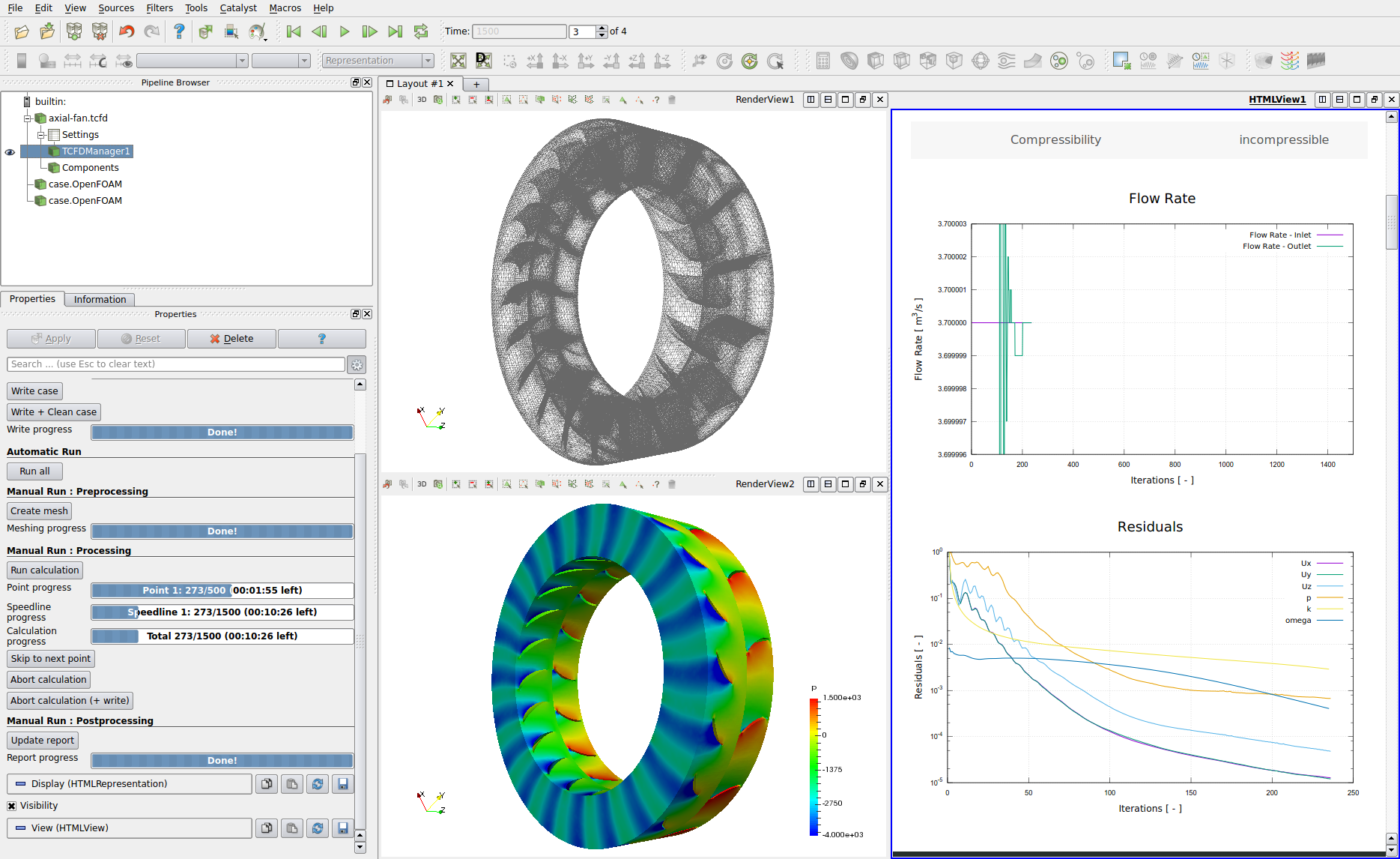 TurbomachineryCFD axial fan noHousing TCFD CFD processor run