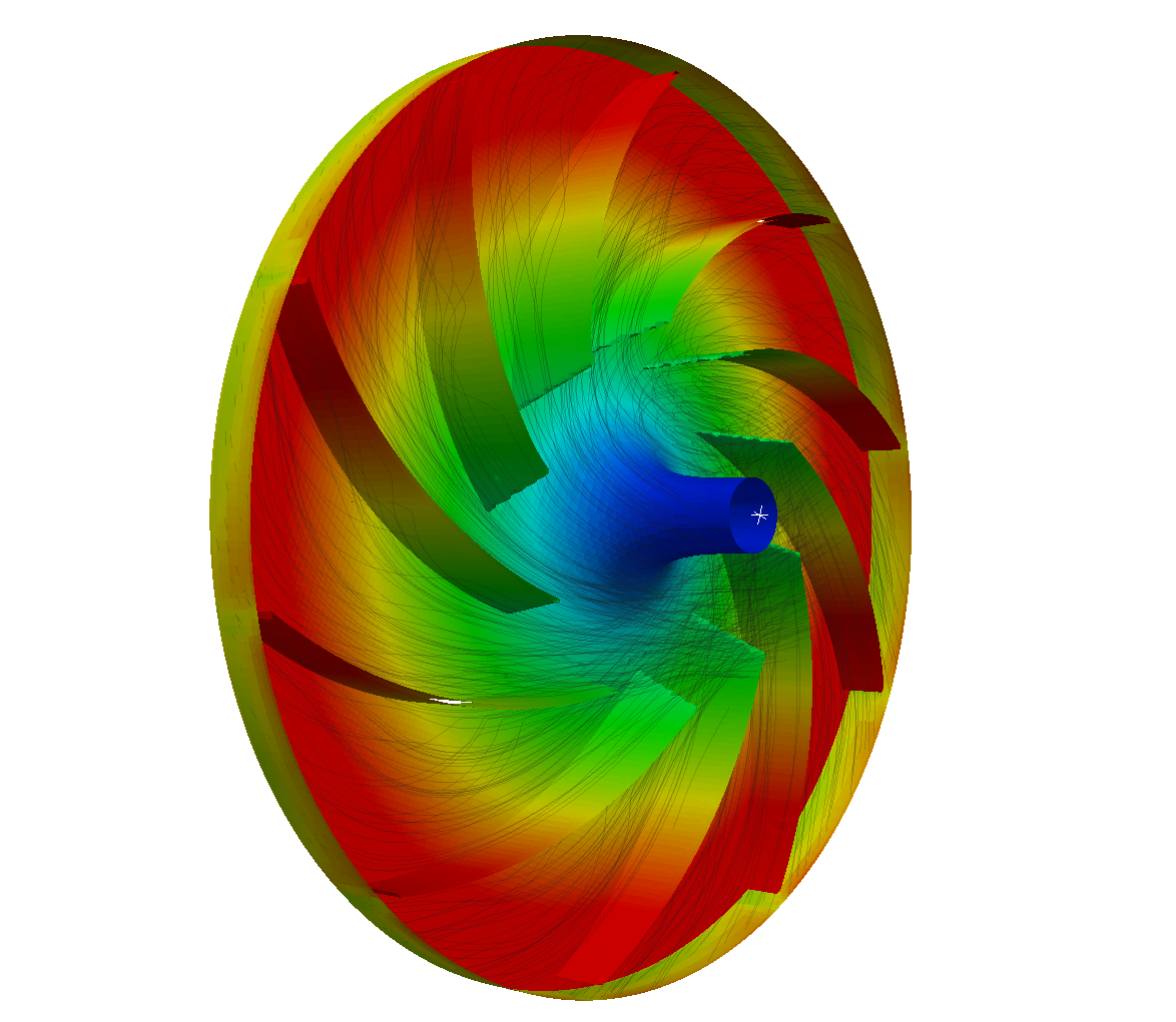 TurbomachineryCFD fan nq28 compressible noHousing wheel velocity 2