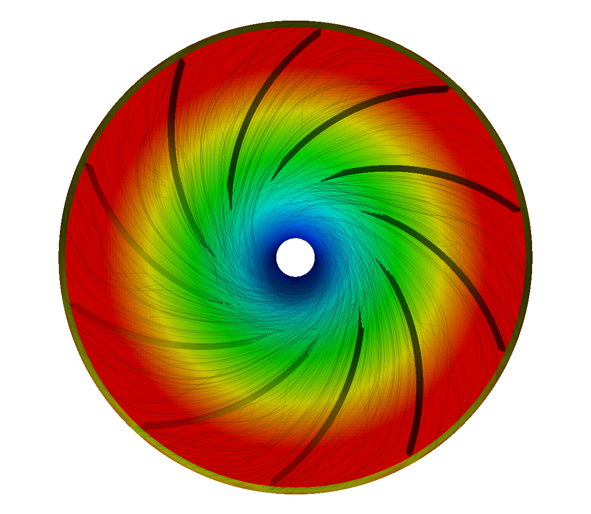 TurbomachineryCFD fan nq28 compressible noHousing wheel velocity