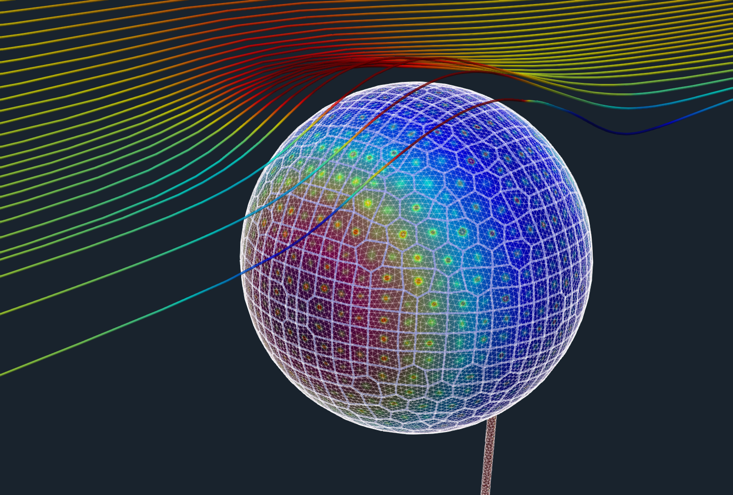 beam ball FSI benchmark streamtraces gray background web