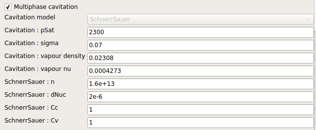 cfd processor TCFDSource physical settings cavitation 2