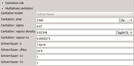 cfd processor TCFDSource physical settings cavitation