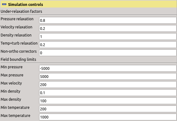 cfd processor TCFDSource relaxation factors