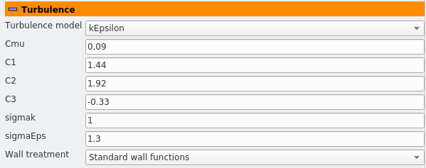 cfd processor TCFDSource turbulence settings kEpsilon