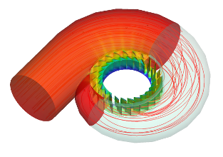 francis water turbine pressure streamtraces 1