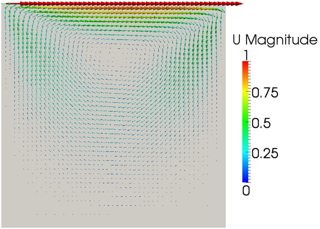 openfoam cavity velocity vectors