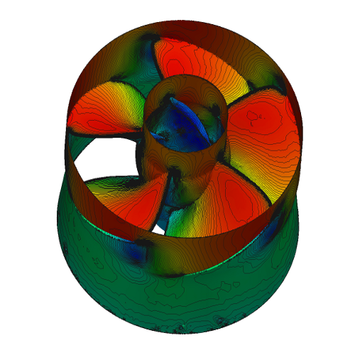 water turbine Kaplan blade pressure distribution sucking side