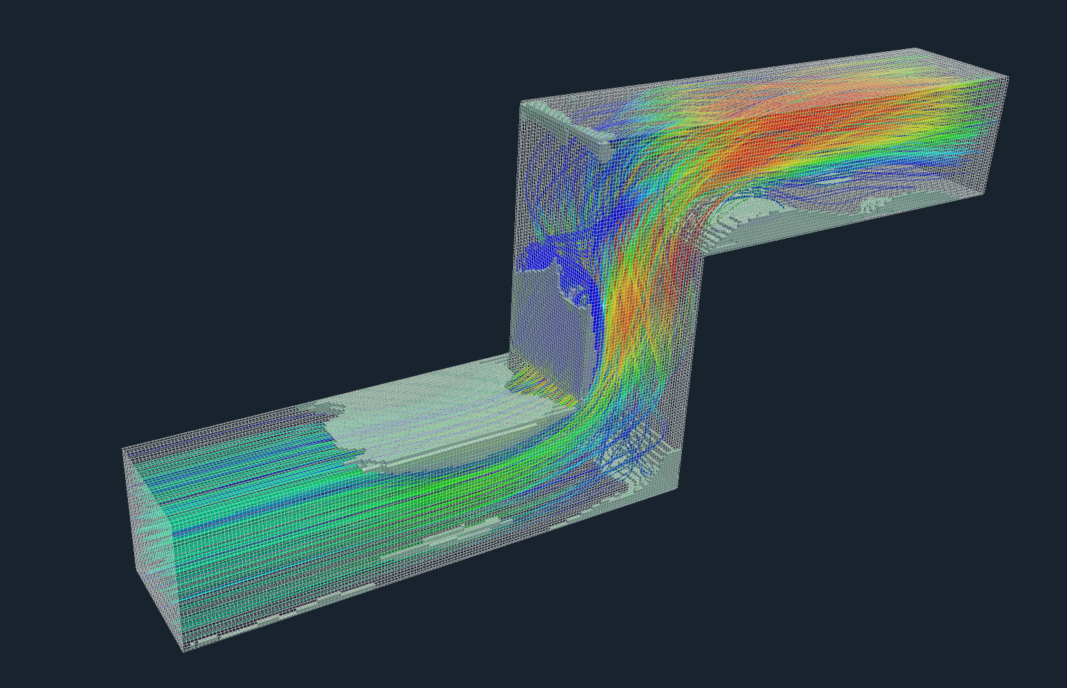 CFD Support OpenFOAM Tutorial Duct Dark 5