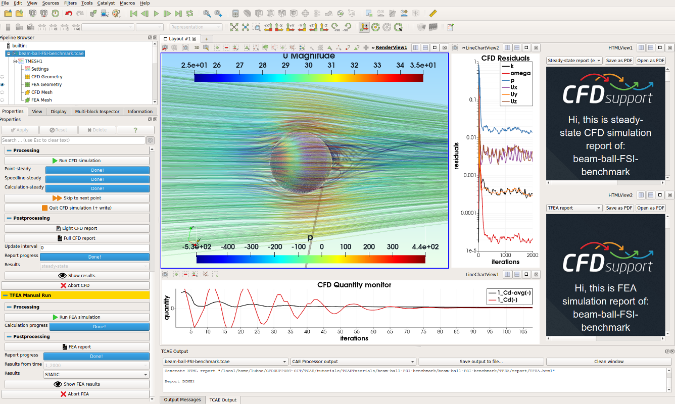 beam ball FSI benchmark FEA mesh TMESH TCAE 2 x800 1 2