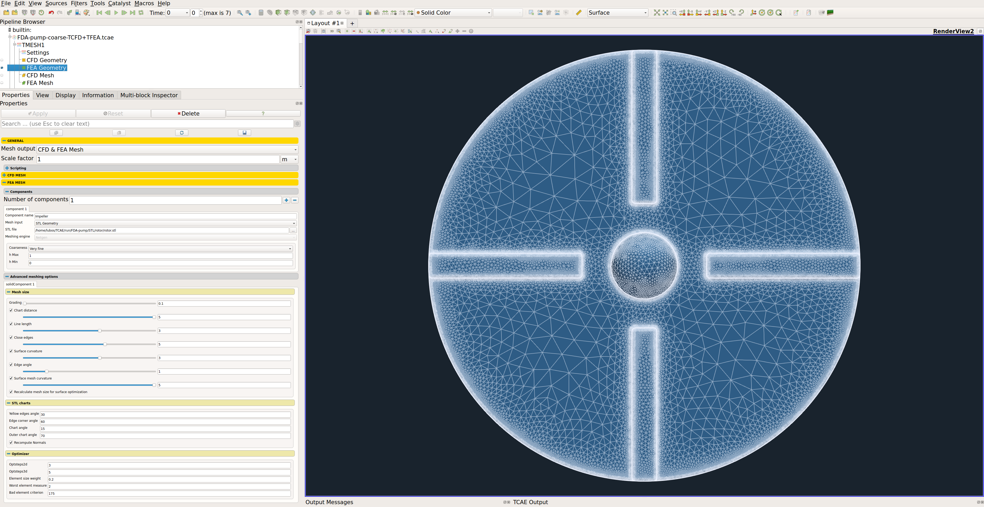 FDA pump mesh TMESH GUI FEA1