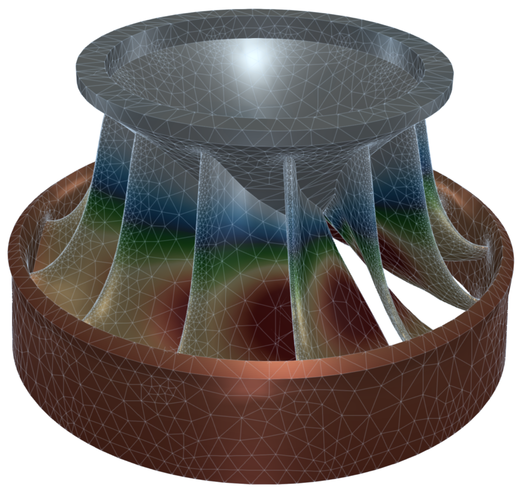 TCAE Francis Turbine Impeller Displacement Transparent Cut