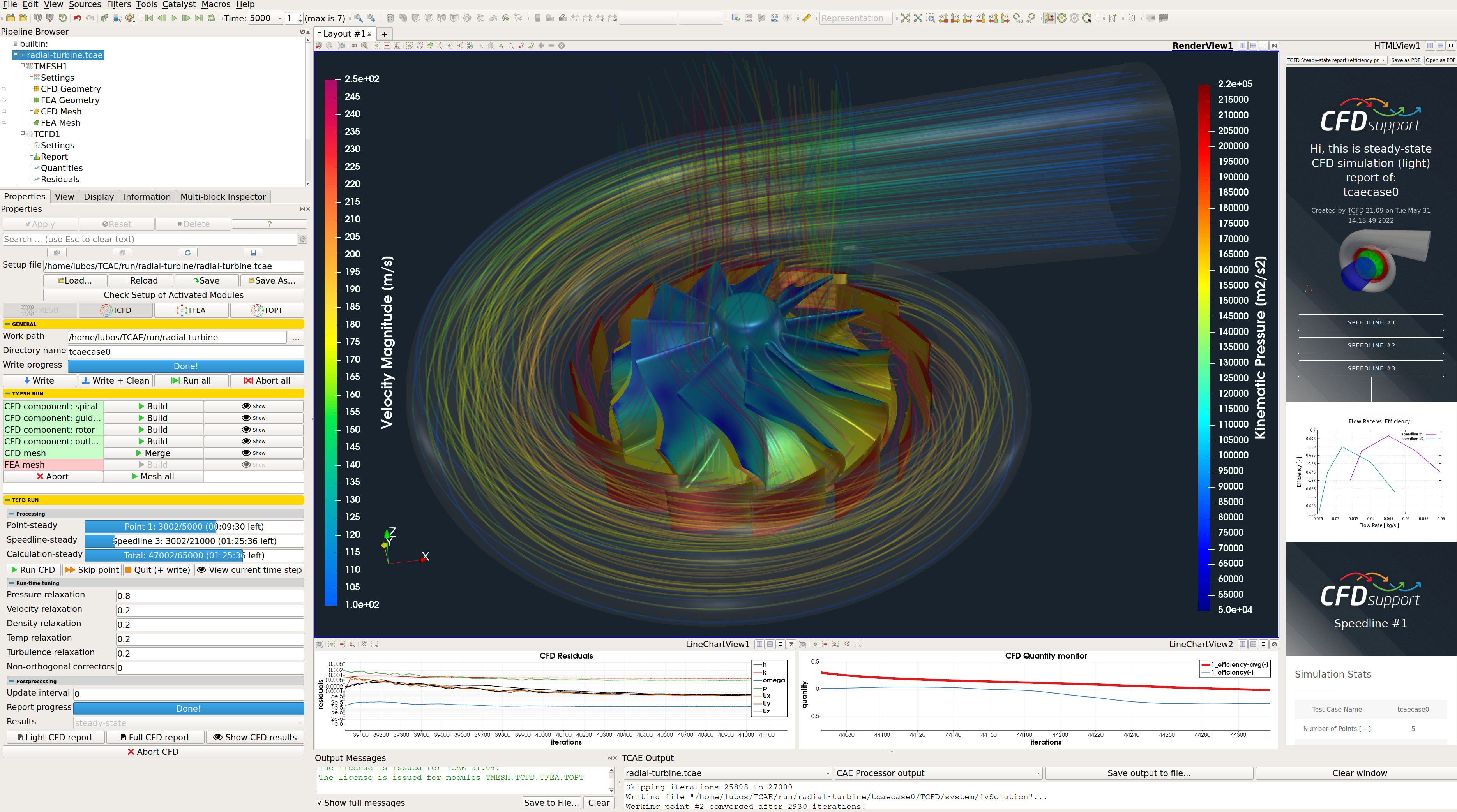 Radial Turbine TCAE GUI Interface 21.09 CFD FEAFSI Optimization