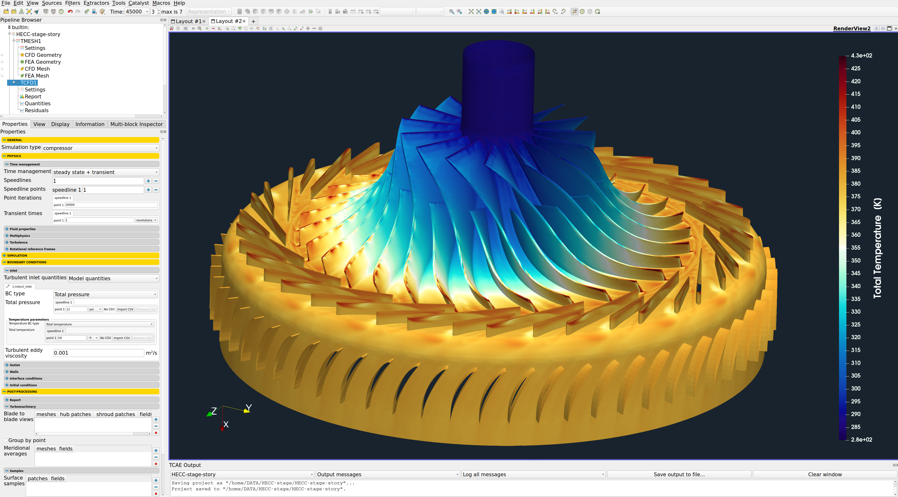 HECC stage centrifugal compressor benchmark GUI Total Temperature