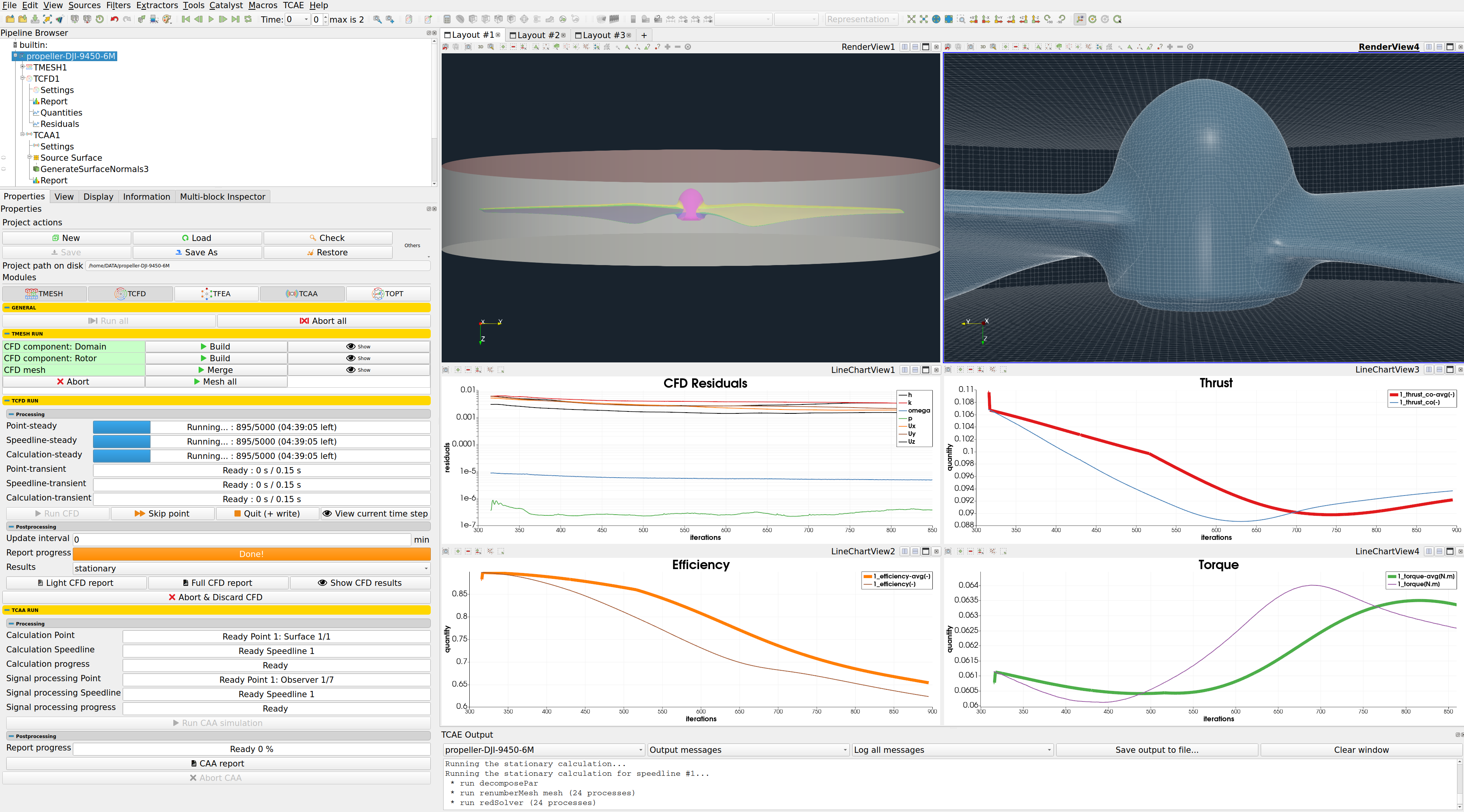 Propeller DJI 9450 Benchmark GUI TCAE Simulation Run