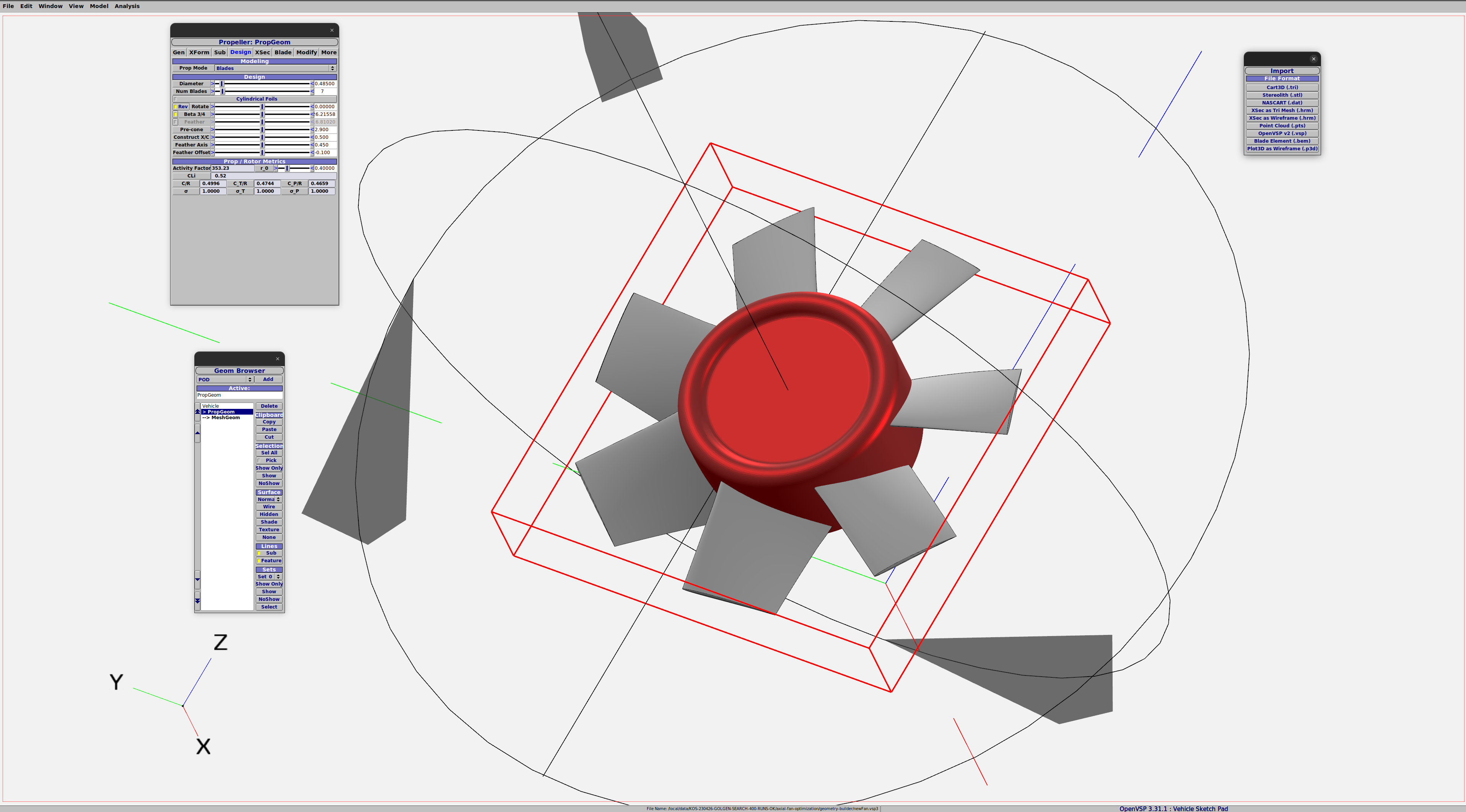 Axial Fan Optimization OpenVSP Interface